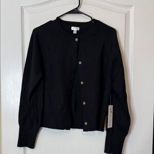 Orange Kiss Crew Neck Cardigan Sweater Black XL